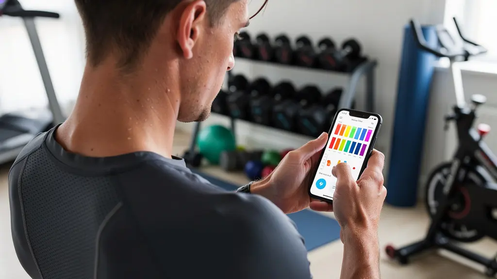 Sportif consultant son application d'analyse de performance après une séance running